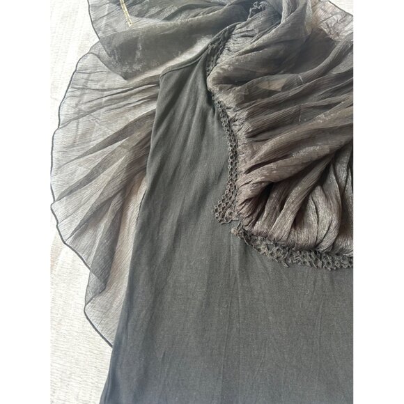 VTG Womens M Babydoll Top Black Sheer Crochet Studded Fairy Whimsy Goth Witchy - Picture 11 of 11